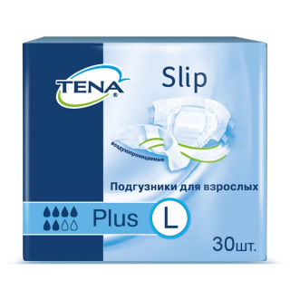 Подгузники для взрослых Tena Slip Plus Large, объем талии 100-150 см, 30 шт.